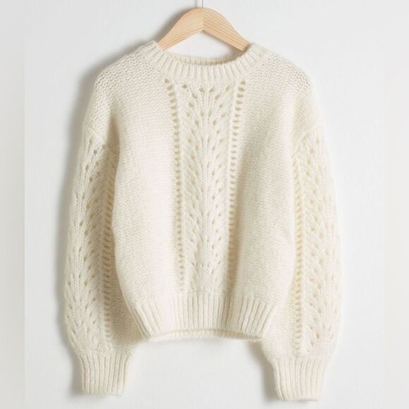 & Other Stories Sweaters - Paris Atelier & Other Stories wool blend off white eyelet sweater small NWOT